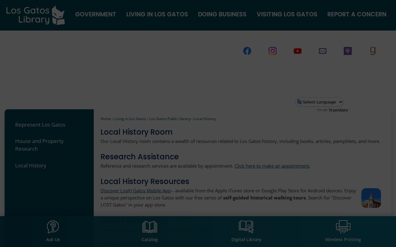Los Gatos city directory library local history research