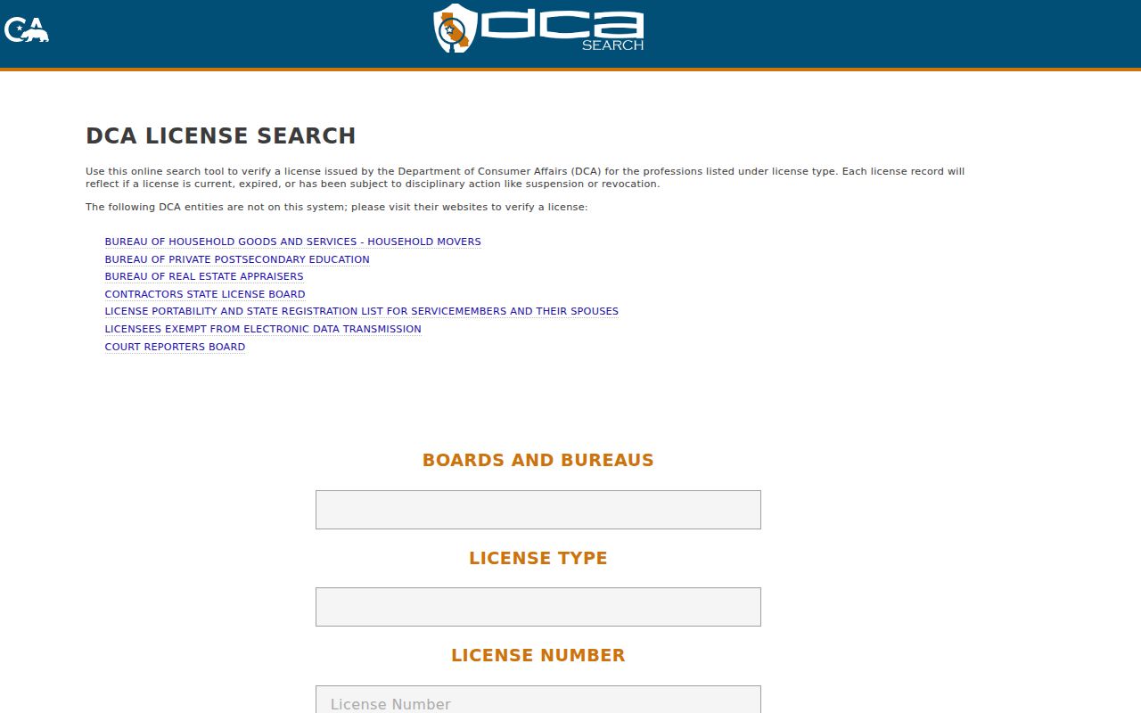 Los Gatos resident lookup California professional license search